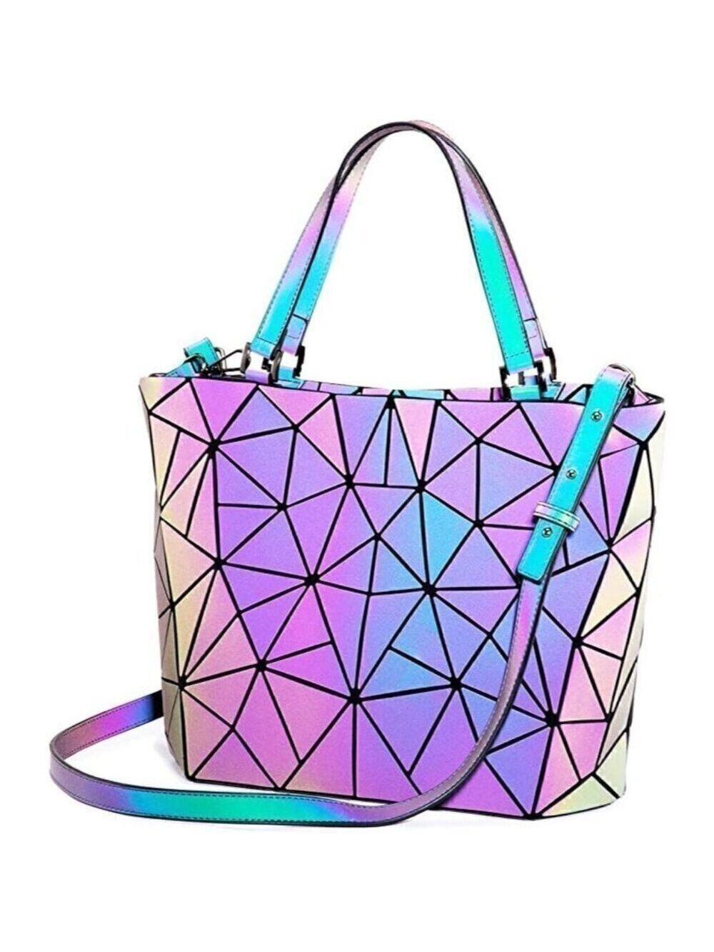 🆕luminous purses geometric handbags holographic reflective crossbody bag NWT